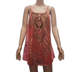Lapogee‎ Slip Dress Size M Coral/Black polyester Made in India Adjustable Straps